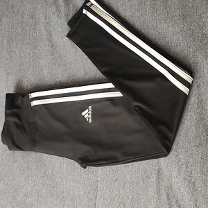 Adidas Kids Black Leggings Shiny Iridescent Pearl Accent Strips
